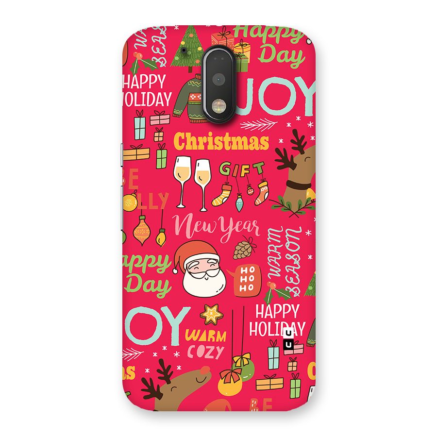 Christmas Joy Happy Day Back Case for Moto G4 Plus