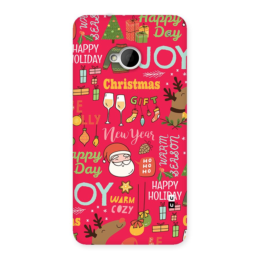 Christmas Joy Happy Day Back Case for One M7 (Single Sim)