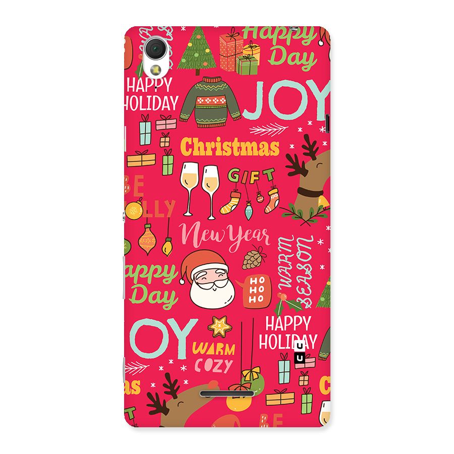 Christmas Joy Happy Day Back Case for Xperia T3