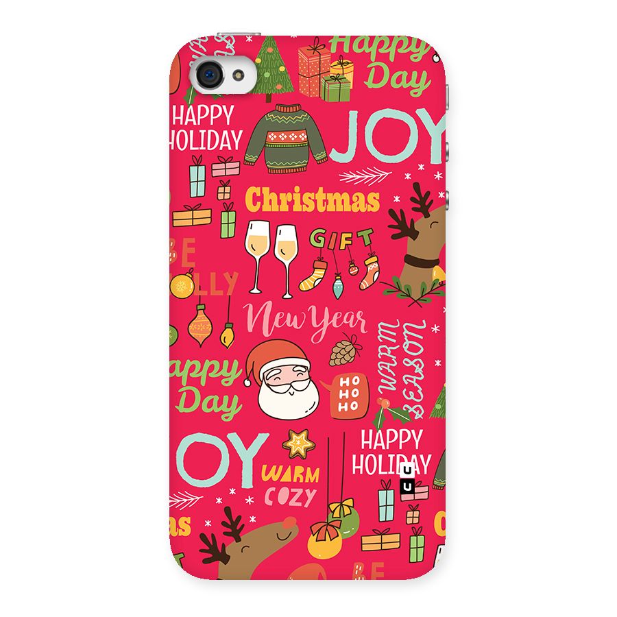 Christmas Joy Happy Day Back Case for iPhone 4 4s