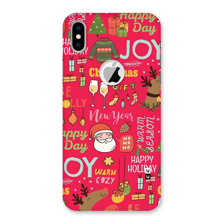 Christmas Joy Happy Day Back Case for iPhone XS Logo Cut
