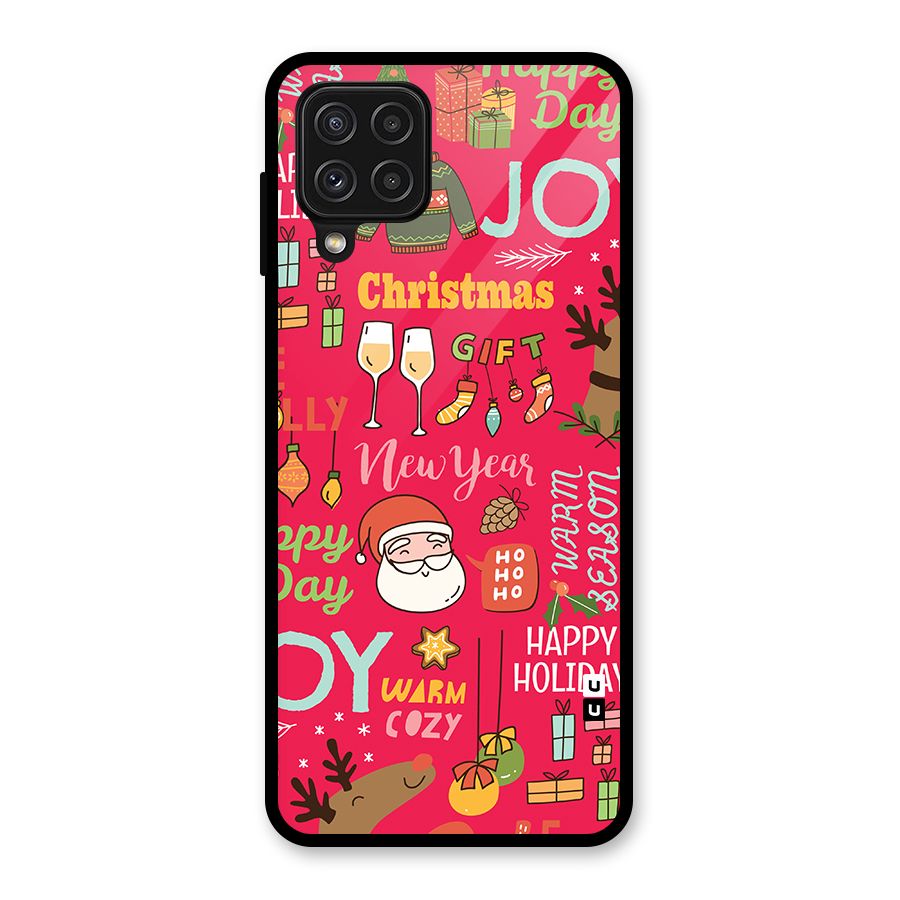 Christmas Joy Happy Day Glass Back Case for Galaxy A22 4G