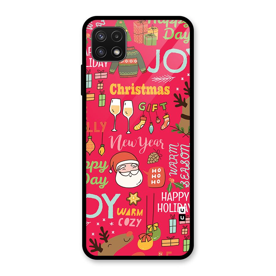 Christmas Joy Happy Day Glass Back Case for Galaxy A22 5G
