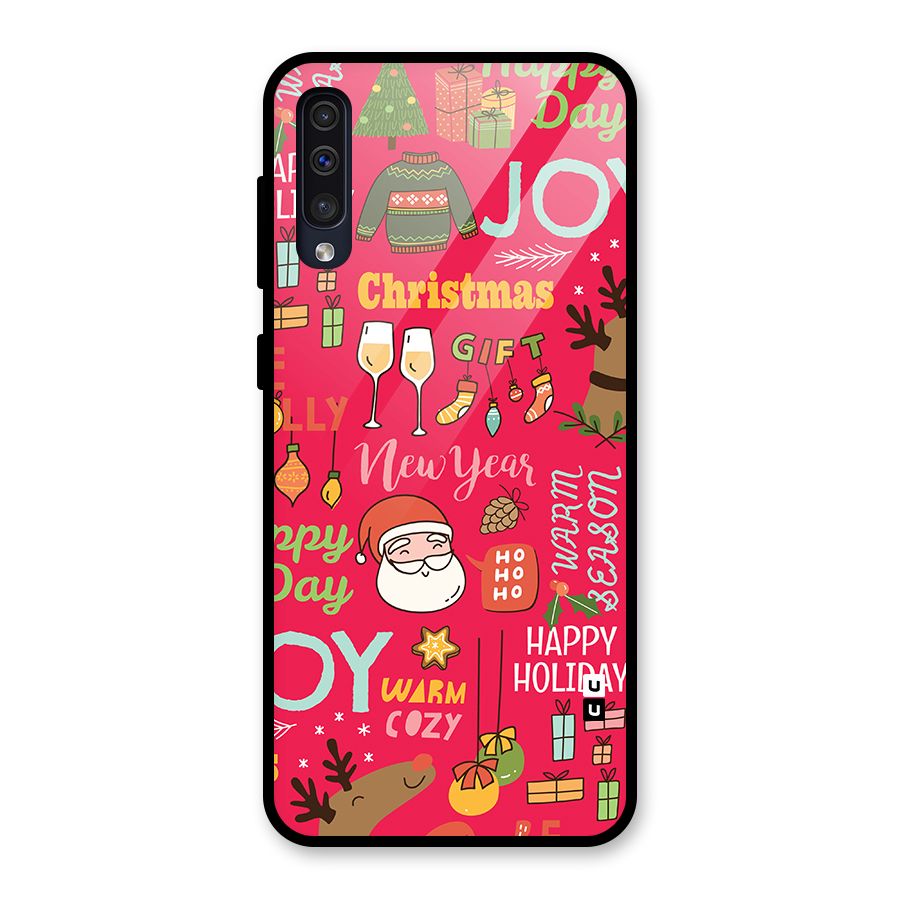 Christmas Joy Happy Day Glass Back Case for Galaxy A50
