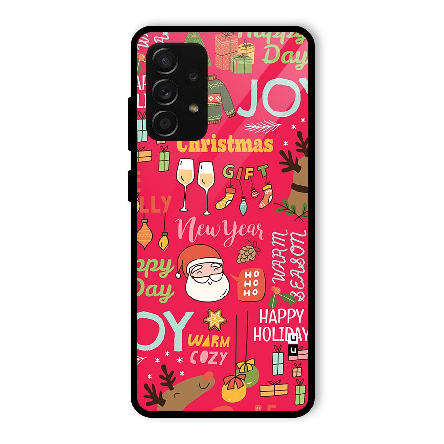 Christmas Joy Happy Day Glass Back Case for Galaxy A53 5G
