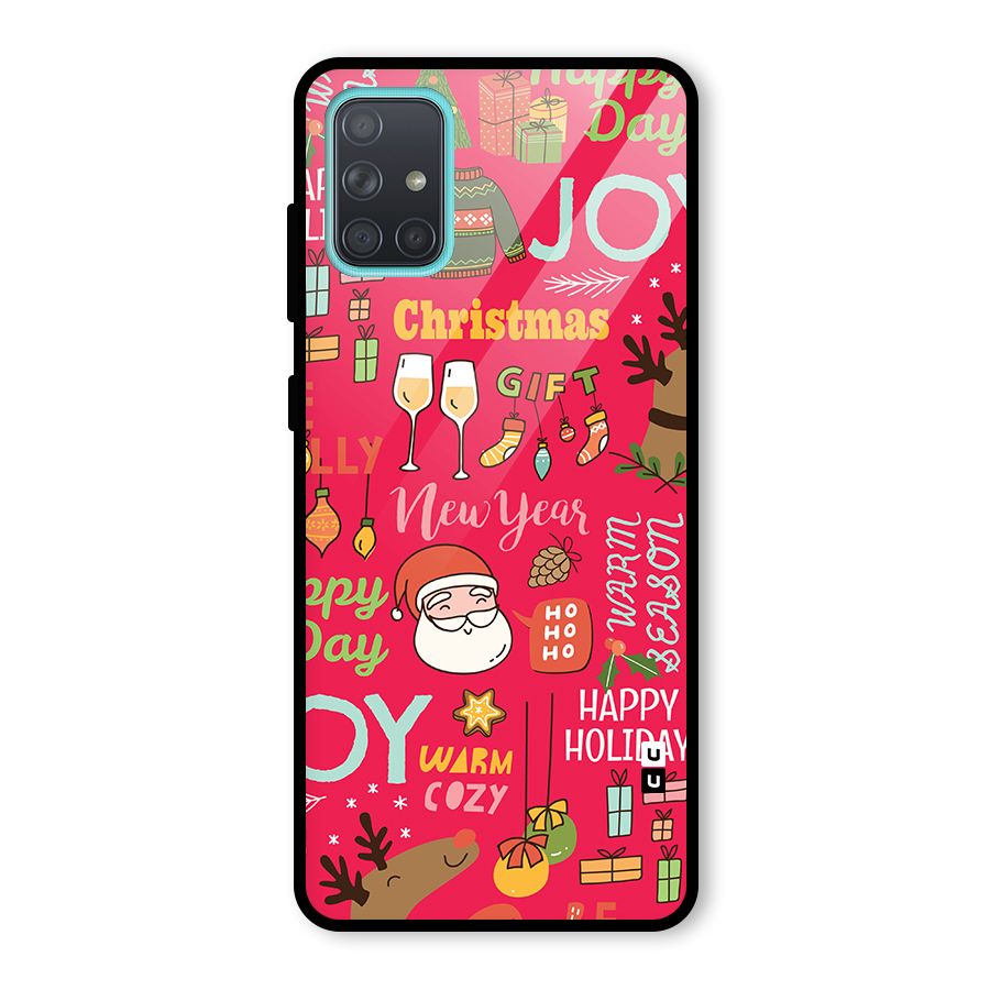 Christmas Joy Happy Day Glass Back Case for Galaxy A71