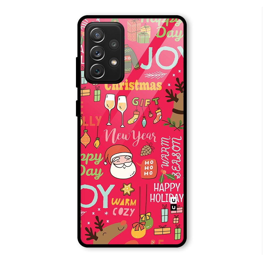 Christmas Joy Happy Day Glass Back Case for Galaxy A72