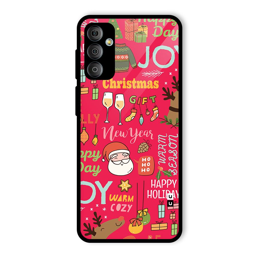 Christmas Joy Happy Day Glass Back Case for Galaxy F23