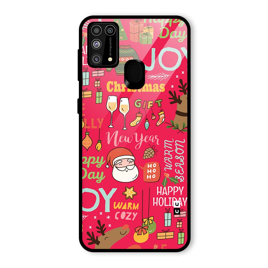 Christmas Joy Happy Day Glass Back Case for Galaxy F41