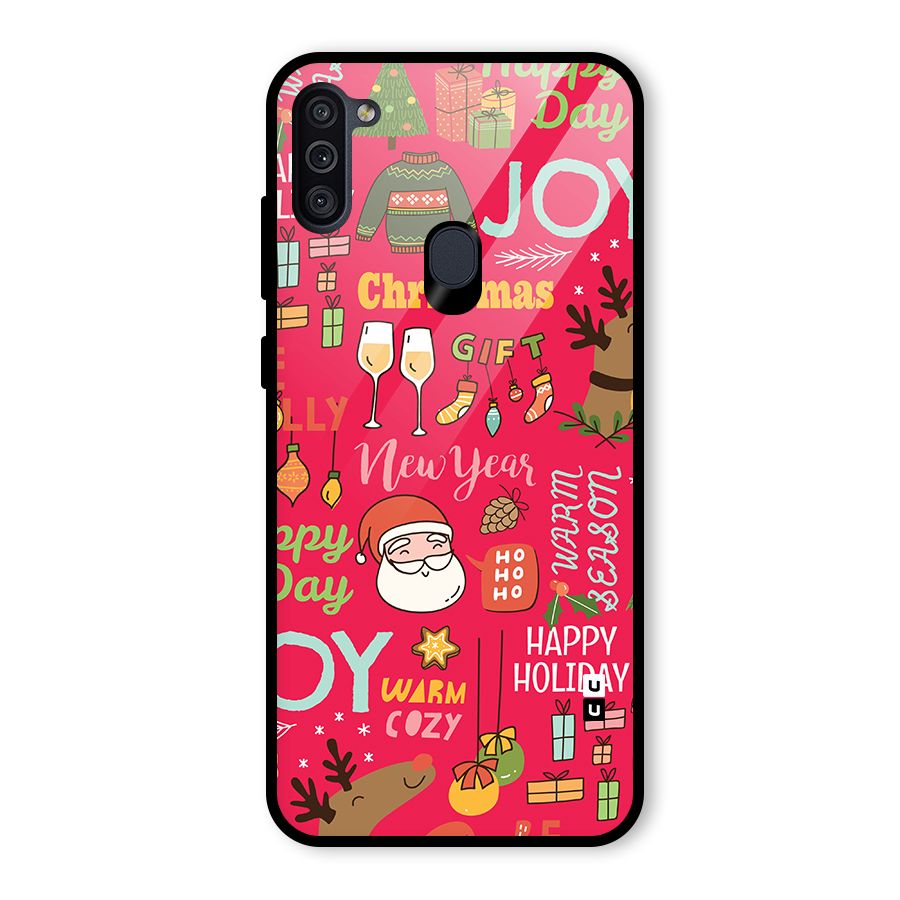 Christmas Joy Happy Day Glass Back Case for Galaxy M11