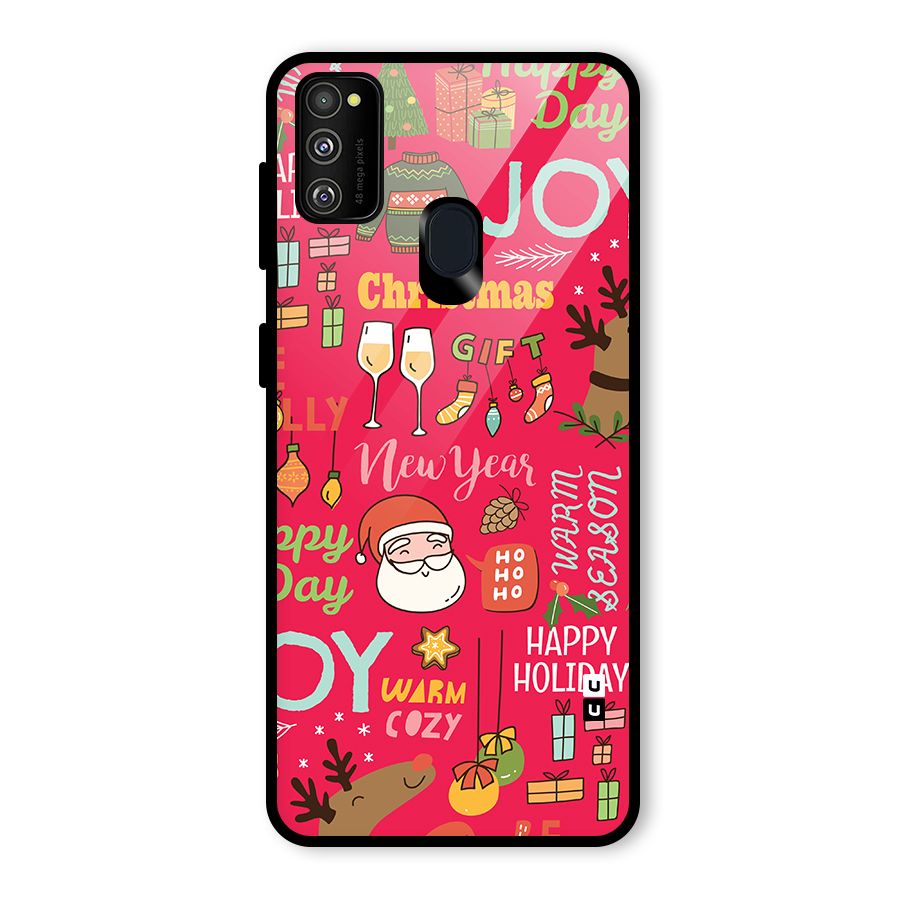 Christmas Joy Happy Day Glass Back Case for Galaxy M30s