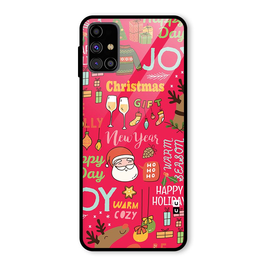 Christmas Joy Happy Day Glass Back Case for Galaxy M31s