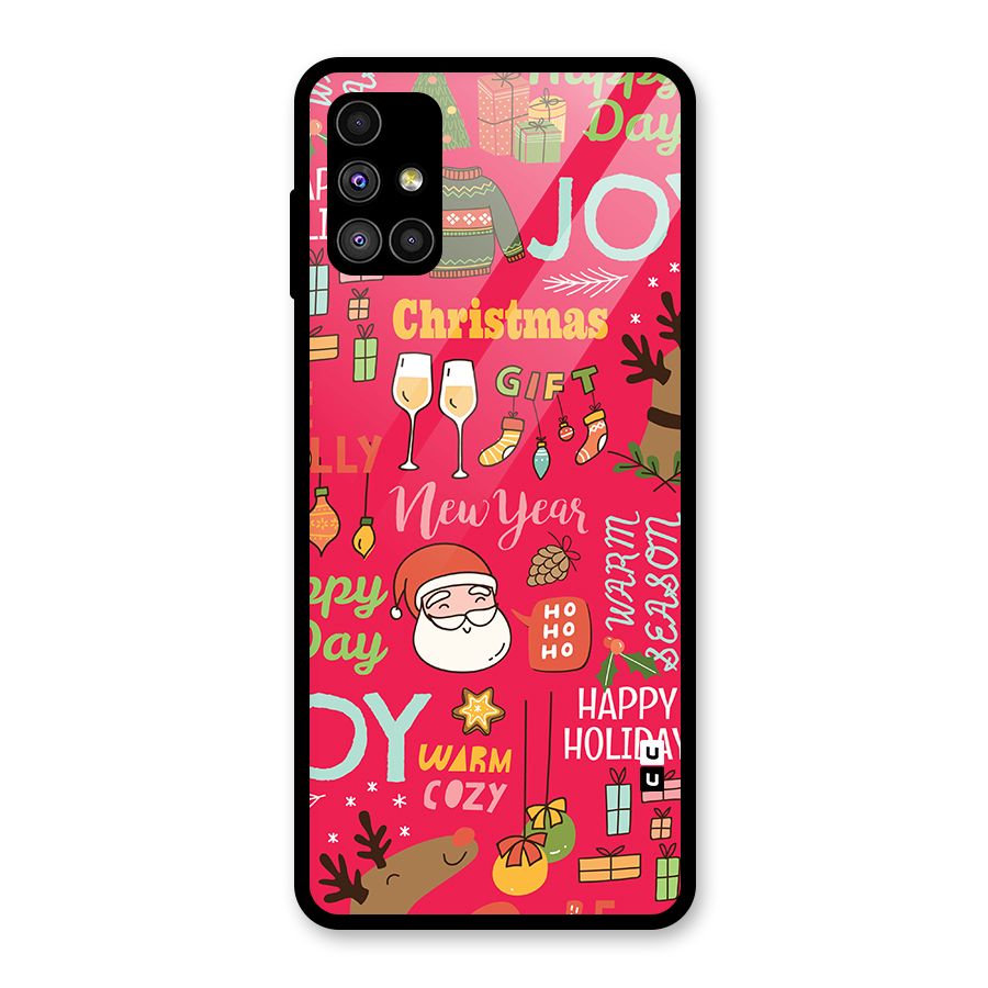 Christmas Joy Happy Day Glass Back Case for Galaxy M51