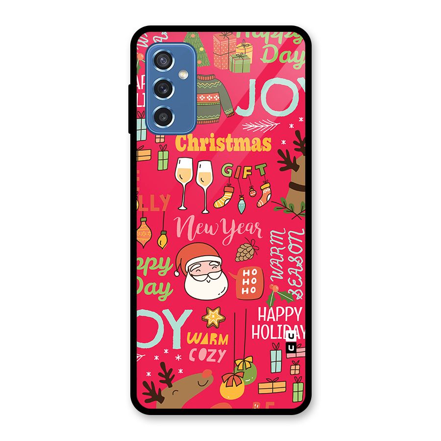 Christmas Joy Happy Day Glass Back Case for Galaxy M52 5G