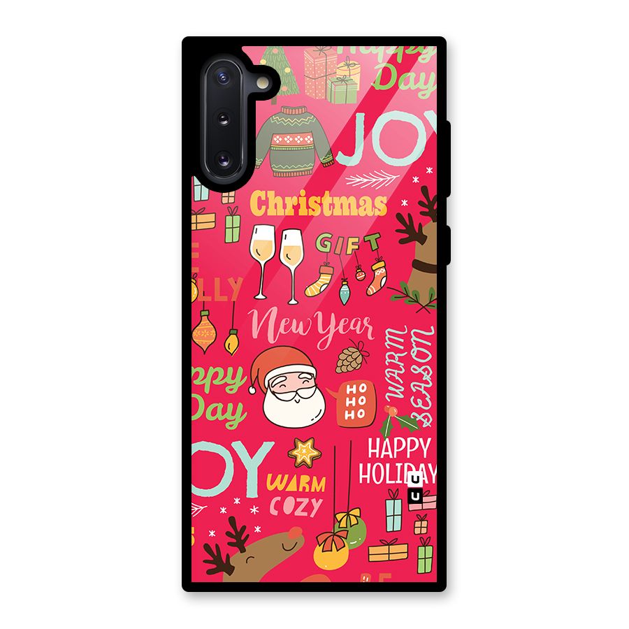 Christmas Joy Happy Day Glass Back Case for Galaxy Note 10