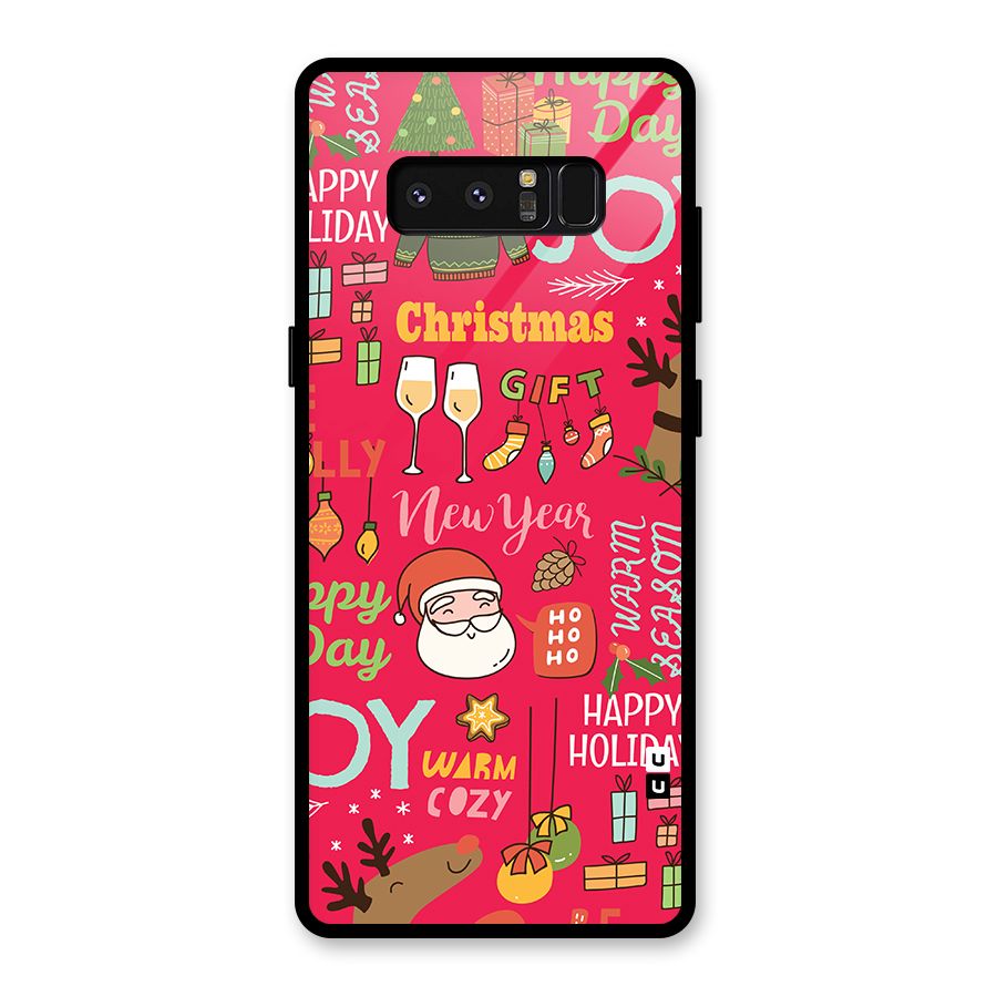 Christmas Joy Happy Day Glass Back Case for Galaxy Note 8