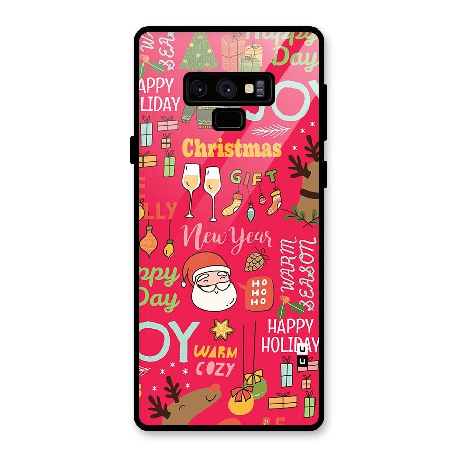 Christmas Joy Happy Day Glass Back Case for Galaxy Note 9