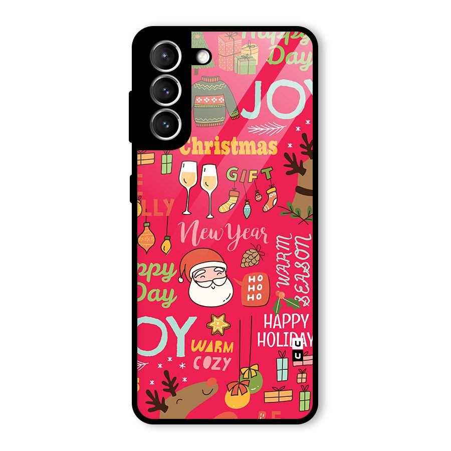 Christmas Joy Happy Day Glass Back Case for Galaxy S21 5G