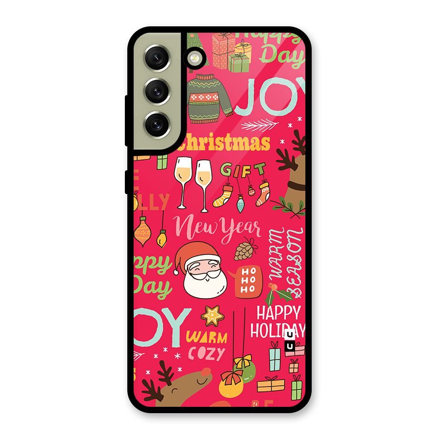 Christmas Joy Happy Day Glass Back Case for Galaxy S21 FE 5G