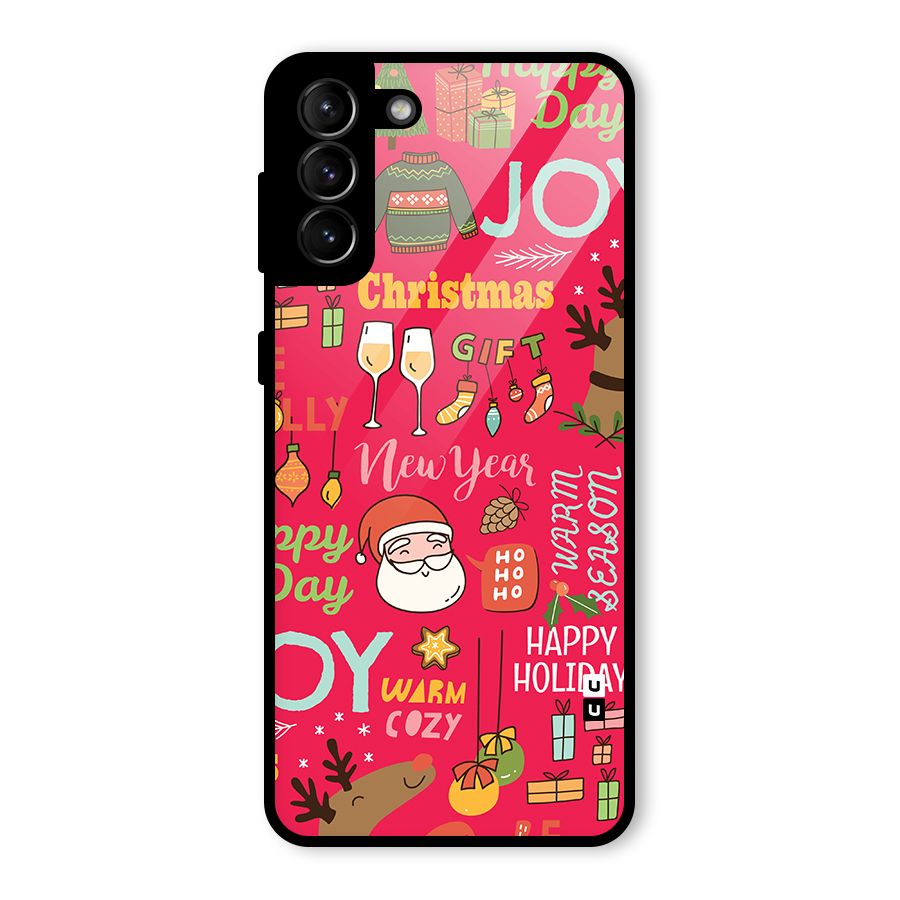 Christmas Joy Happy Day Glass Back Case for Galaxy S21 Plus