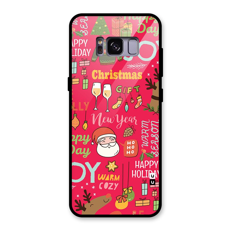 Christmas Joy Happy Day Glass Back Case for Galaxy S8