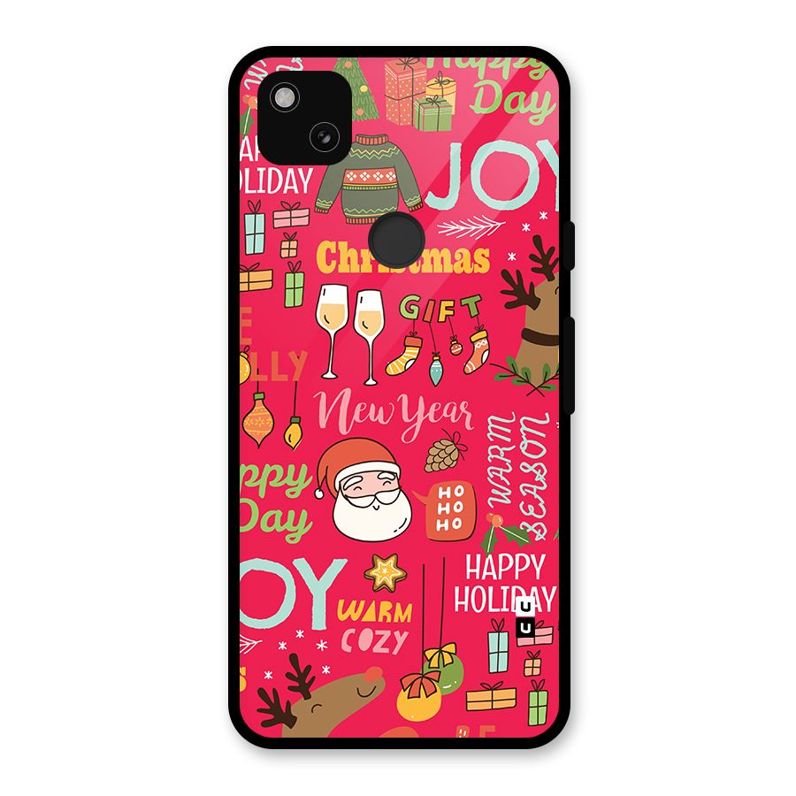 Christmas Joy Happy Day Glass Back Case for Google Pixel 4a
