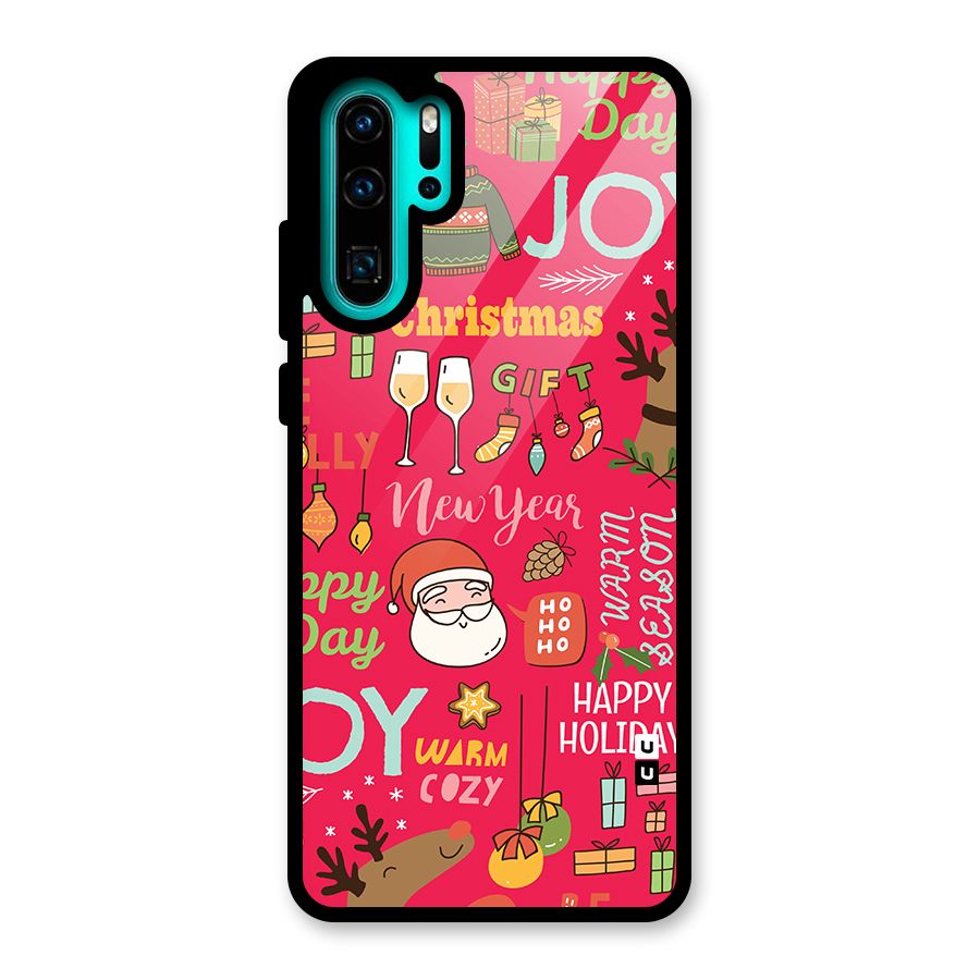 Christmas Joy Happy Day Glass Back Case for Huawei P30 Pro