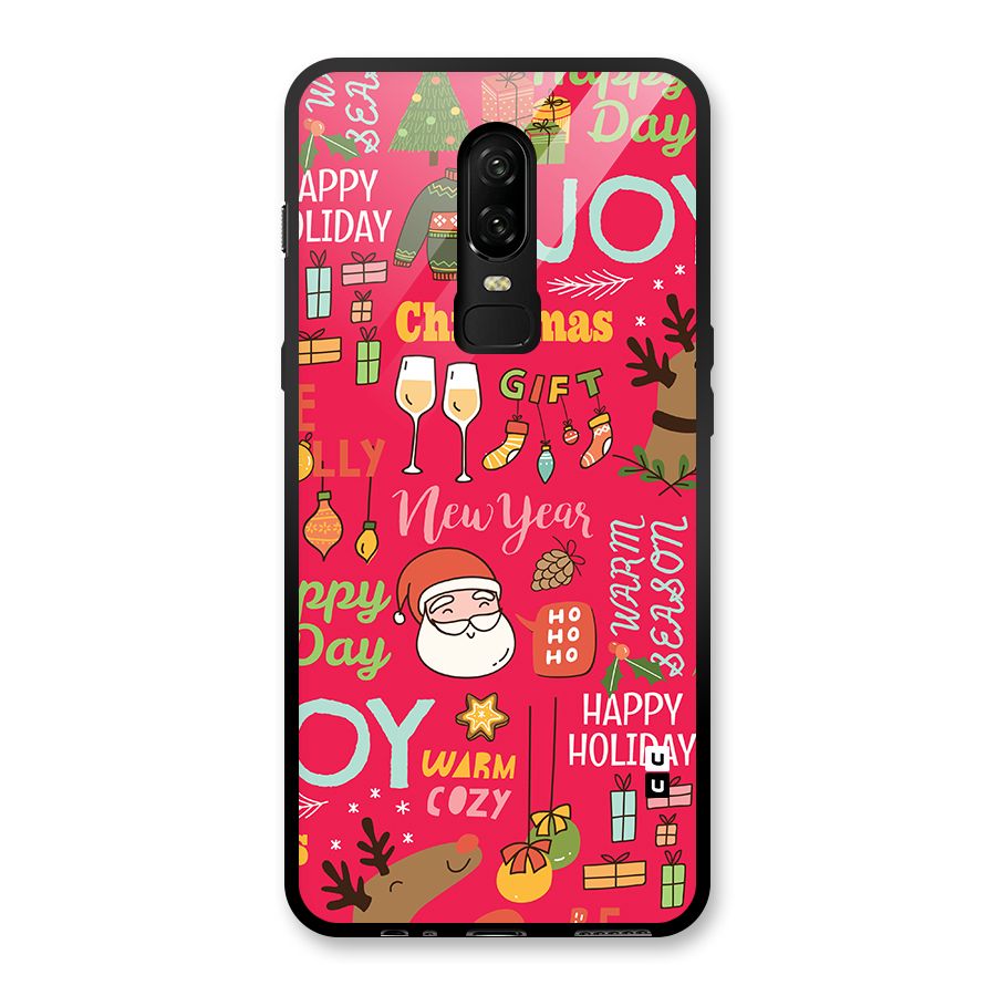 Christmas Joy Happy Day Glass Back Case for OnePlus 6