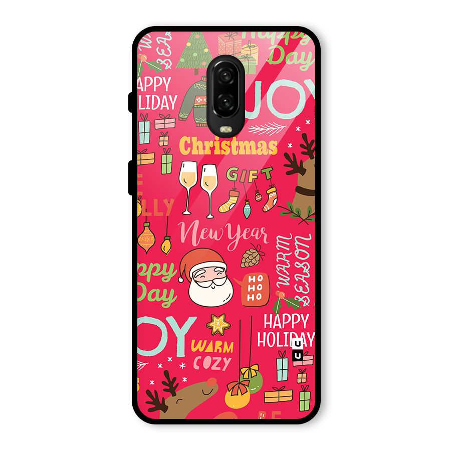 Christmas Joy Happy Day Glass Back Case for OnePlus 6T