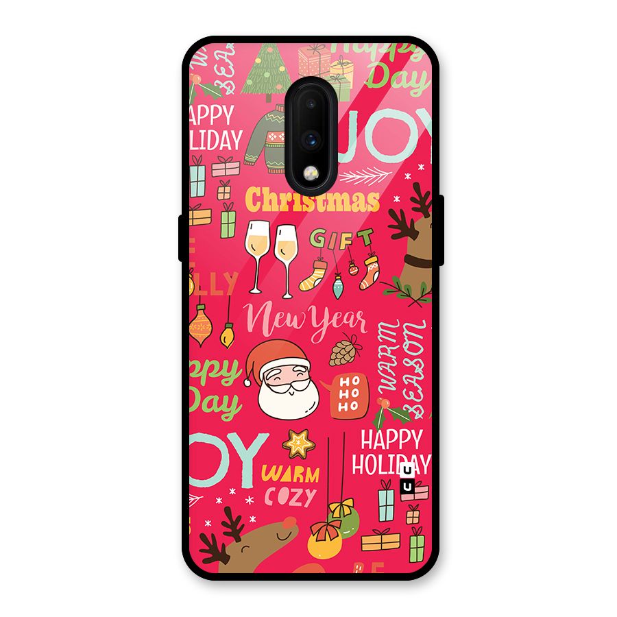 Christmas Joy Happy Day Glass Back Case for OnePlus 7