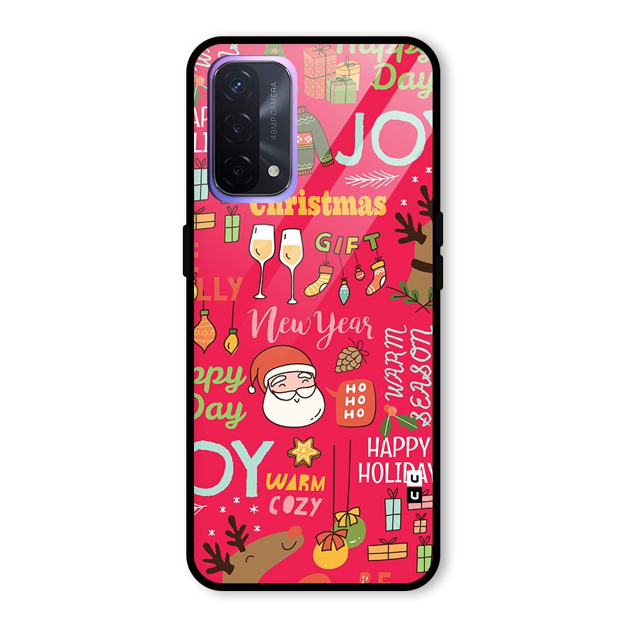 Christmas Joy Happy Day Glass Back Case for Oppo A74 5G