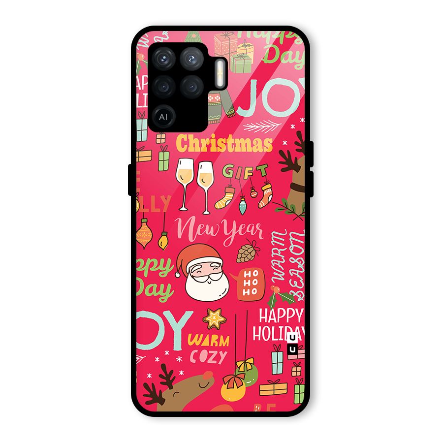 Christmas Joy Happy Day Glass Back Case for Oppo F19 Pro