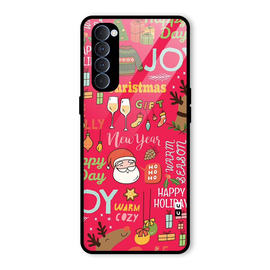 Christmas Joy Happy Day Glass Back Case for Oppo Reno4 Pro