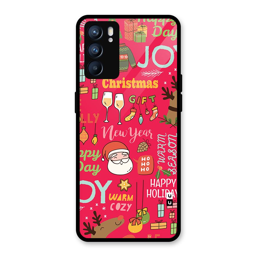 Christmas Joy Happy Day Glass Back Case for Oppo Reno6 5G