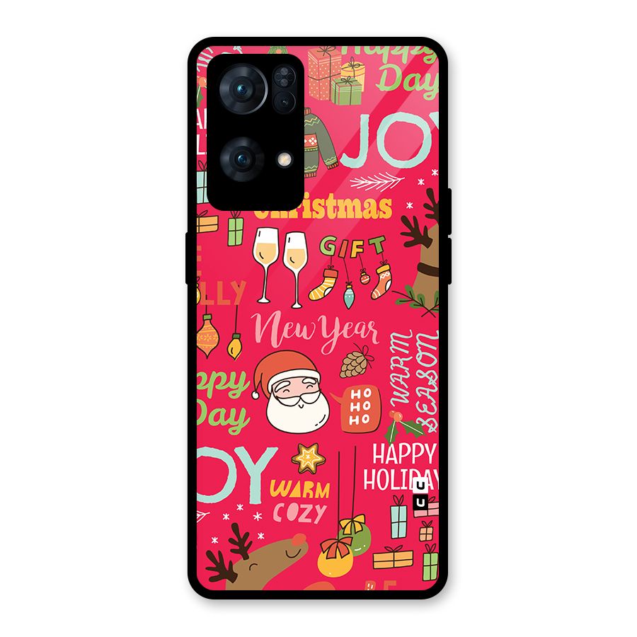 Christmas Joy Happy Day Glass Back Case for Oppo Reno7 Pro 5G