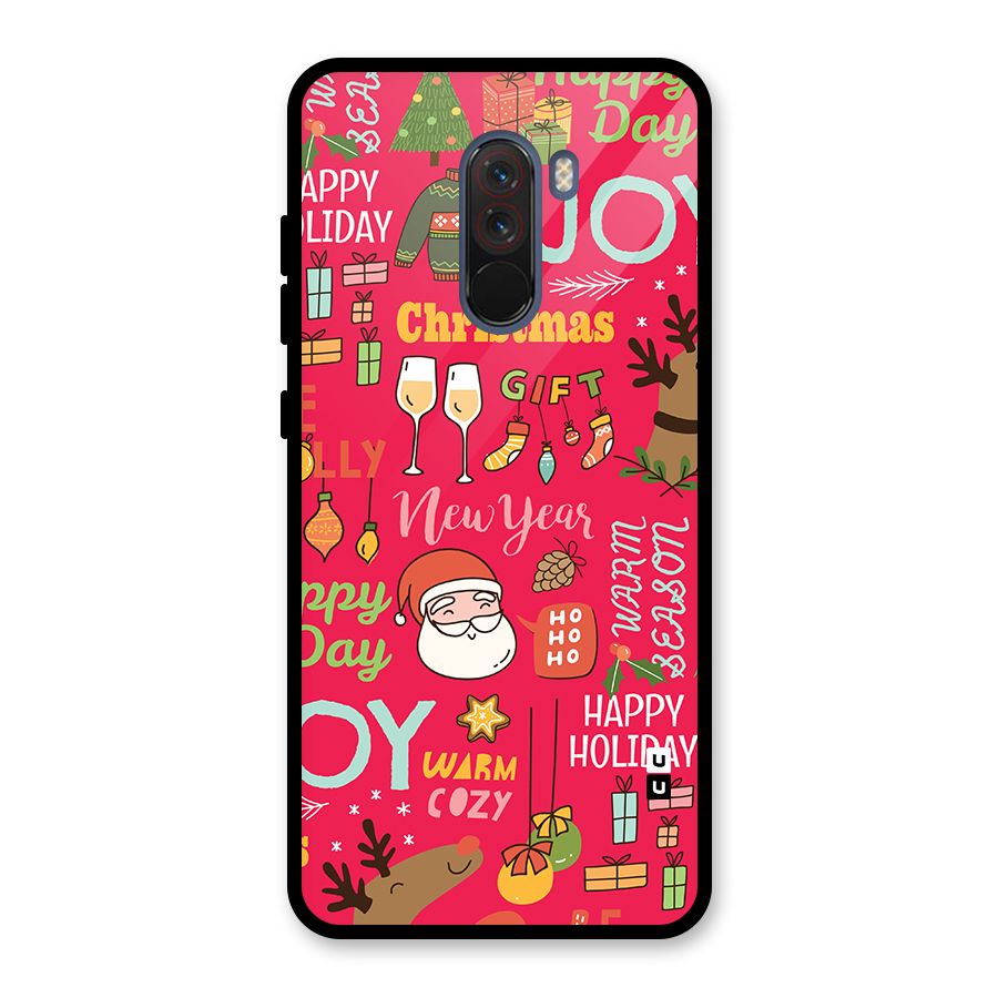 Christmas Joy Happy Day Glass Back Case for Poco F1