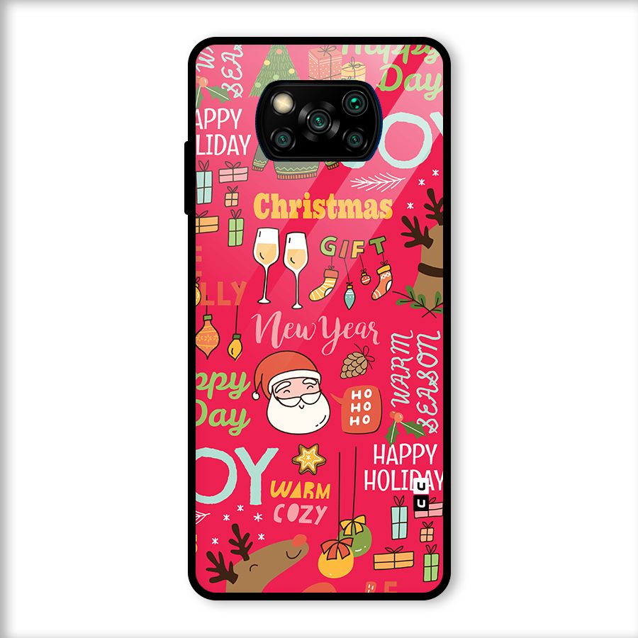 Christmas Joy Happy Day Glass Back Case for Poco X3