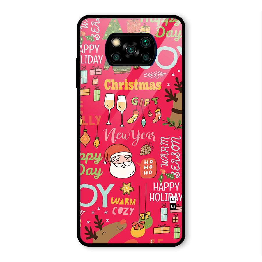 Christmas Joy Happy Day Glass Back Case for Poco X3 Pro
