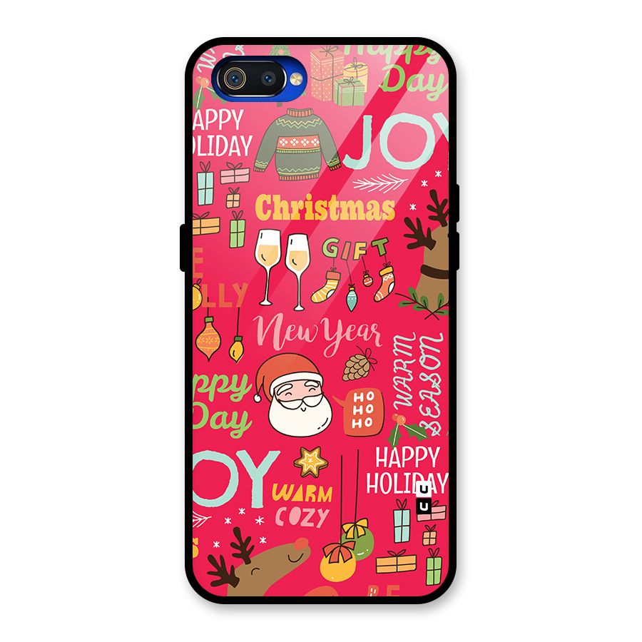 Christmas Joy Happy Day Glass Back Case for Realme C2