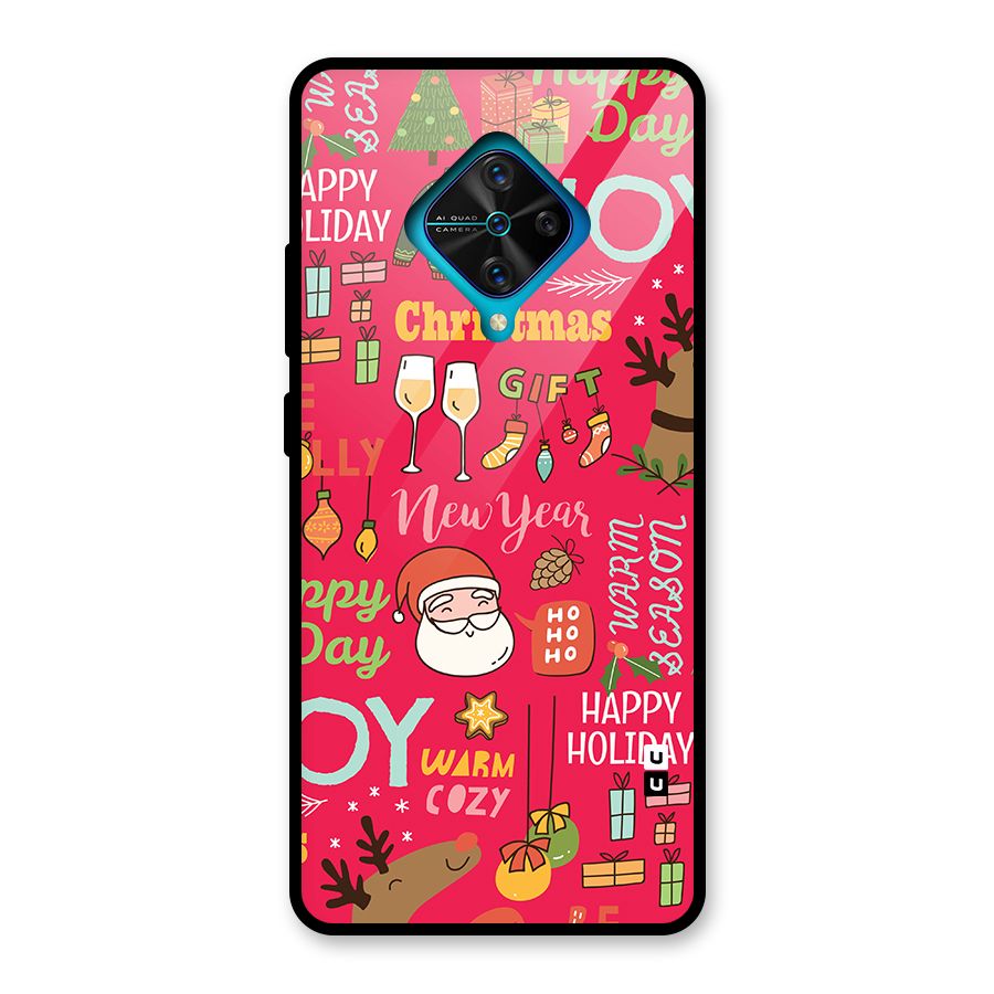 Christmas Joy Happy Day Glass Back Case for Vivo S1 Pro