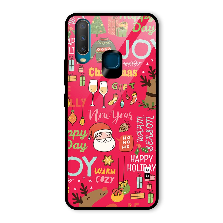 Christmas Joy Happy Day Glass Back Case for Vivo U10