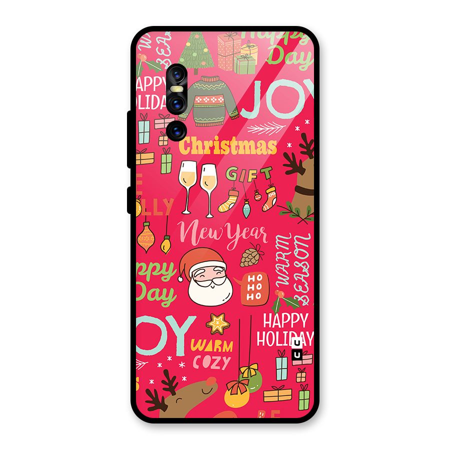 Christmas Joy Happy Day Glass Back Case for Vivo V15 Pro