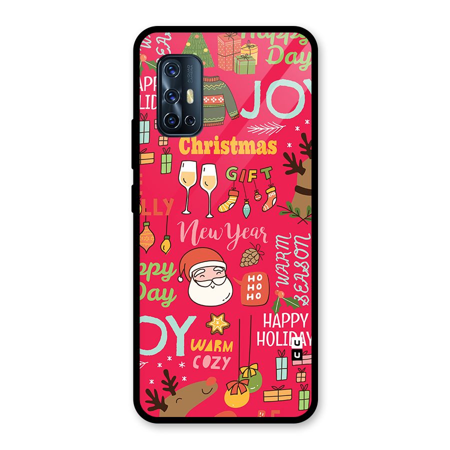 Christmas Joy Happy Day Glass Back Case for Vivo V17