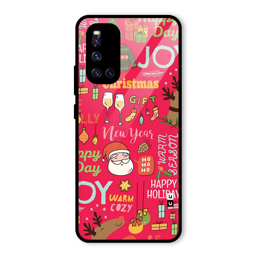 Christmas Joy Happy Day Glass Back Case for Vivo V19