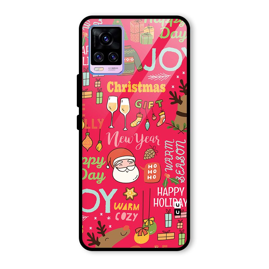 Christmas Joy Happy Day Glass Back Case for Vivo V20 Pro