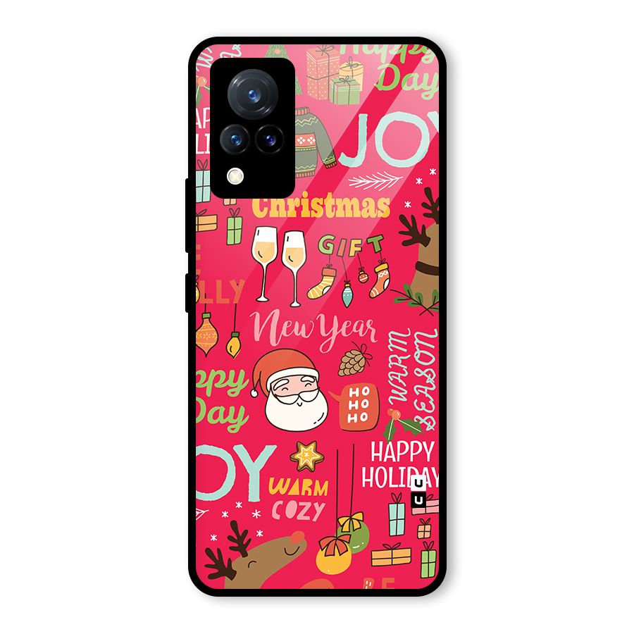 Christmas Joy Happy Day Glass Back Case for Vivo V21 5G