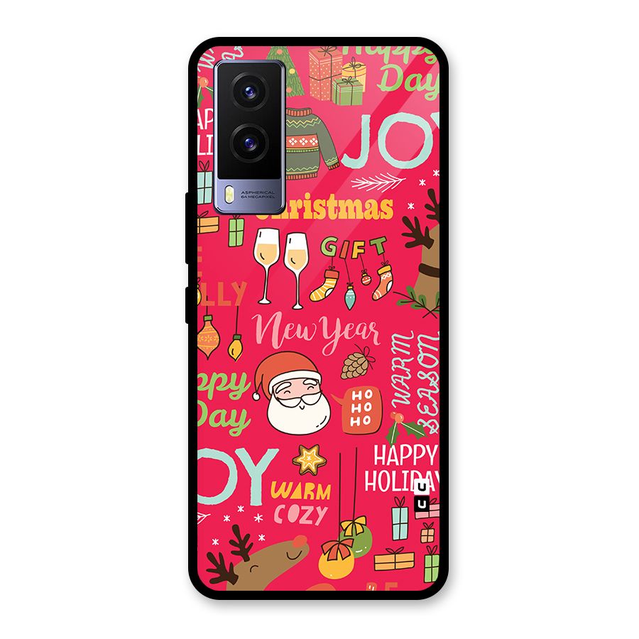 Christmas Joy Happy Day Glass Back Case for Vivo V21e 5G