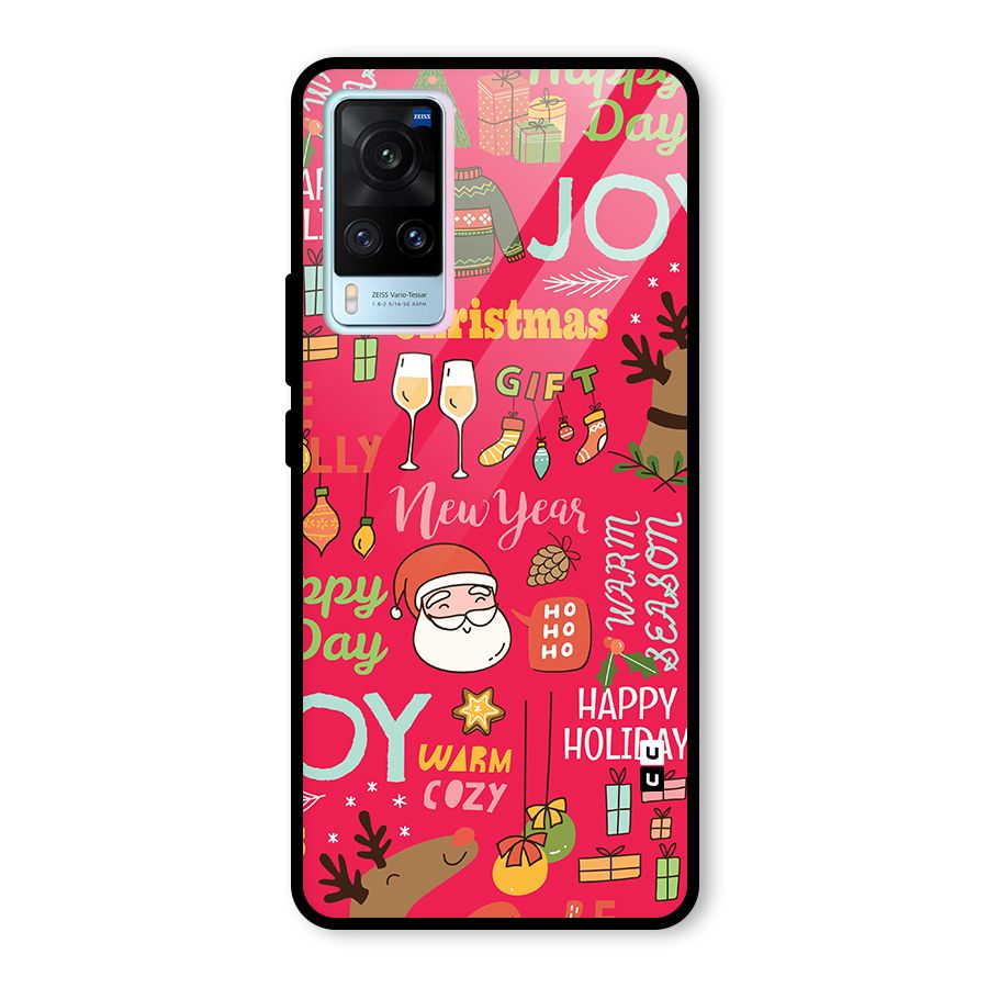 Christmas Joy Happy Day Glass Back Case for Vivo X60