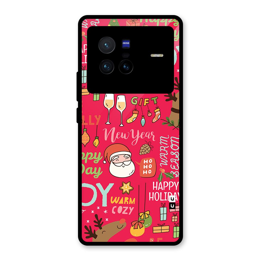 Christmas Joy Happy Day Glass Back Case for Vivo X80
