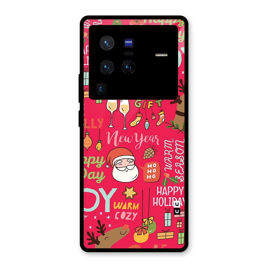 Christmas Joy Happy Day Glass Back Case for Vivo X80 Pro
